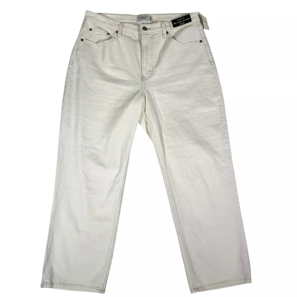 Abercrombie & Fitch Women's Ultra High Rise Ankle Straight Jeans Sz 32/14 Short